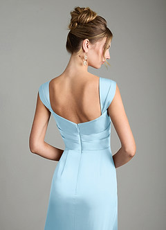 Azazie Filippa Bridesmaid Dresses Sky Blue A-Line Pleated Stretch Satin Dress image6