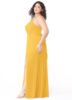 Azazie Evalleen Bridesmaid Dresses Marigold A-Line Pleated Chiffon Dress image10