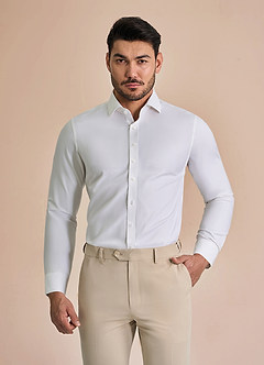 front Jermyn Blanco Camisa de vestir que no necesita planchado