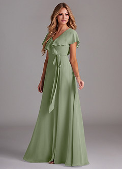Azazie Lainey Bridesmaid Dresses Pistachio A-Line with Pockets Chiffon Dress image5