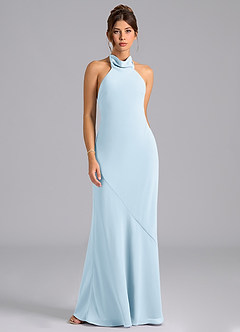 Azazie Velli Bridesmaid Dresses Sky Blue Mermaid Bow Chiffon Dress image6
