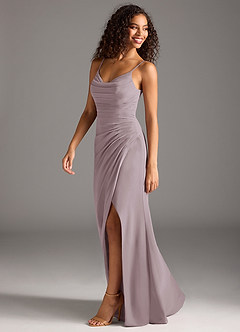 Azazie Deandra Bridesmaid Dresses Dusk Mermaid Pleated Chiffon Dress image3