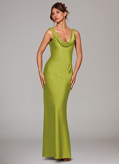 Azazie Rylina Bridesmaid Dresses Lemongrass Mermaid Stretch Satin Dress image4