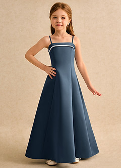 Azazie Izel Girls Formal Flower Girl Dresses Ivory Neptune A-Line Pleated Matte Satin Dress image5