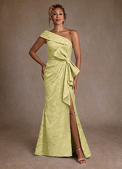 Azazie Hampton Mother of the Bride Dresses Lemon Sorbet Mermaid One Shoulder Floral Burnout Dress image1