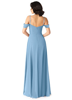 Azazie Tancie Vestidos de damas de honor Vestido de Azul Acero de Gasa de Corte en A Convertible con Vestidos sin tirantes image2