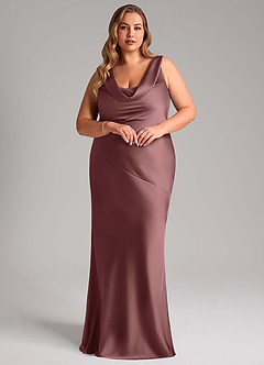 Azazie Rylina Bridesmaid Dresses Vintage Mauve Mermaid Stretch Satin Dress image9