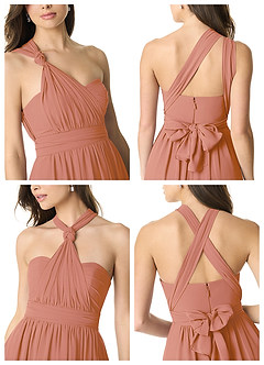 Azazie Olani Vestidos de damas de honor Vestido de Mai Tai de Gasa de Corte en A Convertible con Vestidos sin tirantes image7