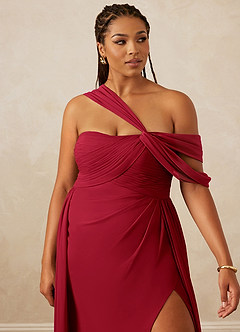 Christian Siriano Bridal for Azazie 1014 Bridesmaid Dresses Scarlet A-Line Off the Shoulder Chiffon Dress image15