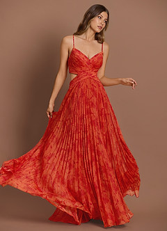 Mariselle Tangerine Pleated Maxi Dress image6