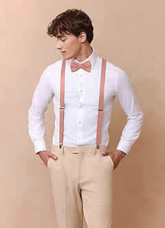 front Matching Matte Satin Bow Tie & Suspenders Set