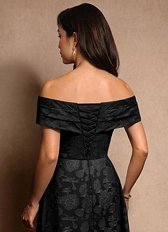 Azazie New Britain Mother of the Bride Dresses Black A-Line Pleated Floral Burnout Dress image8