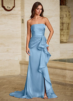 Liorah Azul Menta Vestido de fiesta sin tirantes image5