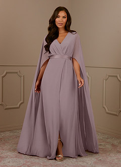Azazie Isa Mother of the Bride Dresses Dusk A-Line V-Neck Pleated Chiffon Dress image1