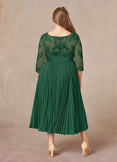 Azazie Tutu Mother of the Bride Dresses Dark Green A-Line Boatneck Lace Chiffon Dress image8