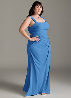 Azazie Jesaphine Abiti da Damigella Abito Tubino in Chiffon Fiocco Blue Jay image10