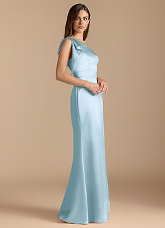 Azazie Rinna Robes de demoiselle d'honneur Robe Sirène en Satiné métallisé Rayé Bleu Ciel image3