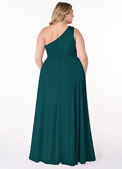 Azazie Brooke Abiti da Damigella Abito A-Line in Maglia Monospalla Verde Pavone image7