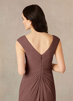 Azazie Sally Final Sale Black A-Line V-Neck Pleated Chiffon Dress image5