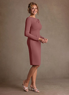 Azazie Merian Suknie dla Matki Panny Młodej Kolumna Pofałdowany Rozciągliwy Krep Długość do kolan Sukienka image4