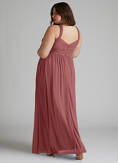 Azazie Hillian Bridesmaid Dresses Amethyst A-Line Halter Pleated Mesh Dress image12