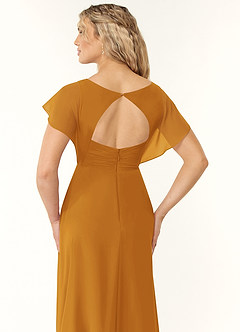 Azazie Rylee Bridesmaid Dresses Butterscotch A-Line Pleated Chiffon Dress image2