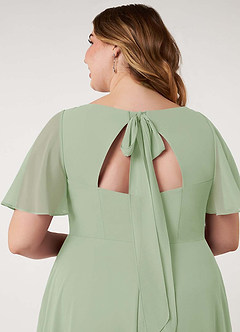 Azazie Kimber Bridesmaid Dresses Dusty Sage A-Line Flounce Sleeve Chiffon Dress image14