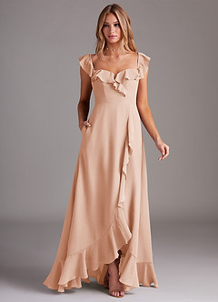 Azazie Lyra Robes de demoiselle d'honneur Robe Trapèze Convertible en Mousseline de soie Rose Perle image3