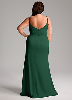 Azazie Deandra Bridesmaid Dresses Dark Green Mermaid Pleated Stretch Satin Dress image2