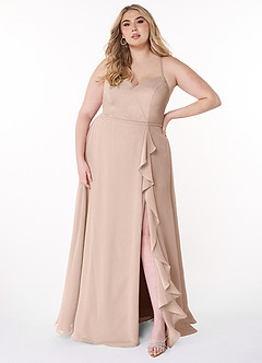 Azazie Naeem Bridesmaid Dresses English Rose A-Line V-Neck Ruffle Chiffon Dress image7