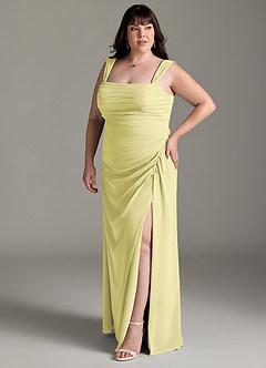 Azazie Jesaphine Bridesmaid Dresses Lemon Sorbet Sheath Bow Chiffon Dress image11