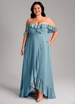 Azazie Lyra Brautjungfernkleider Wandelbar A-Linie Cabrio Chiffon Kleid Stimmungsvolles Blau image11
