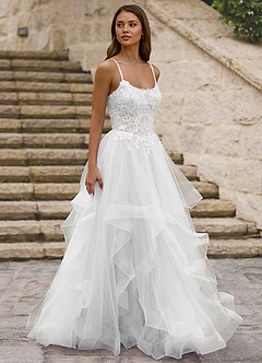 Mosaic White Ruffle Prom Dress image4