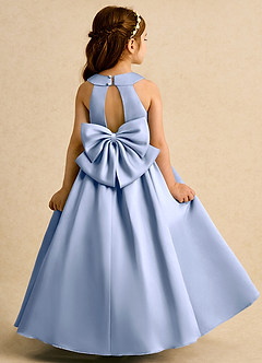Azazie Daisies Flower Girl Dresses Ice Ball-Gown Bow Matte Satin Dress image7