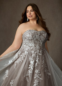 Azazie Keri Robes de mariée Robe Princesse en Dentelle Sans bretelles Blanc Diamant Moka image17