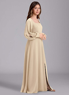 Azazie Bondi Junior Jurk van Chiffon met A-Lijn Blouson Champagne image4