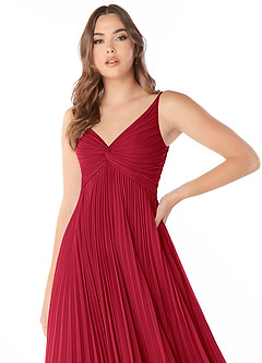 Azazie Raychelle Bridesmaid Dresses Scarlet A-Line V-Neck Chiffon Dress image6