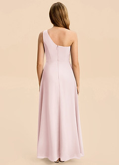 Azazie Emmie Junior Blushing Pink A-Line Pleated Chiffon Dress image2