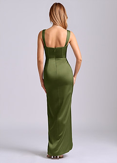 Azazie Rhema Final Sale Olive Sheath Sweetheart Neckline Stretch Satin Dress image5