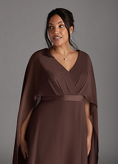 Azazie Isa Mère de la mariée Robes Robe Trapèze en Mousseline de soie Col V plissé Ganache image11