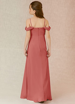 Azazie Kaitlynn Junior A라인 오프 더 숄더 쉬폰 플로어 길이 주니어 신부 들러리 드레스 image2