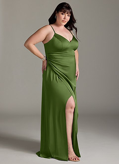 Azazie Marchella Bridesmaid Dresses Juniper A-Line Corset Stretch Satin Dress image9