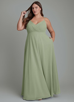 Azazie Amani Bridesmaid Dresses Pistachio A-Line Pleated Chiffon Dress image9