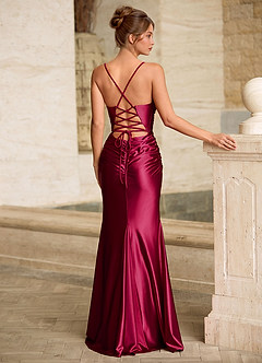 Scarlett Wine Backless Lace-up Mermaid Prom Dress image8