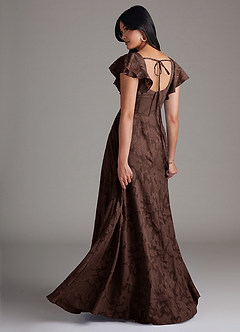 Azazie Bondi Brudepigekjoler En streg Sideslids Blomsterudbrændthed Gulv-længde Kjole image3