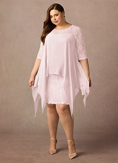 Azazie Flo Mother of the Bride Dresses Blushing Pink A-Line Lace Chiffon Dress image10