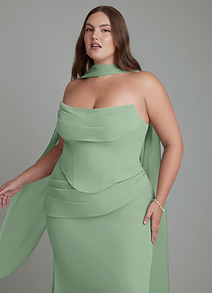 Azazie Sorrel Bridesmaid Dresses Matcha Mermaid Corset Chiffon Dress image11