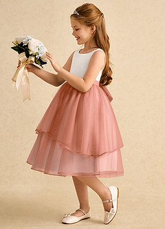Azazie Rene Flower Girl Dresses Ivory Mai Tai A-Line Bow Tulle Dress image5