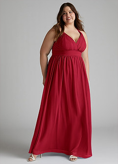 Azazie Ashia Final Sale Scarlet A-Line Pleated Chiffon Dress image9