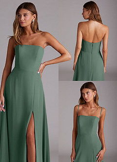 Azazie Wren Bridesmaid Dresses Eucalyptus A-Line Side Slit Chiffon Convertible Dress image9